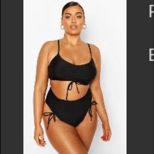 Boohoo Ruched Black Bikini size 18
